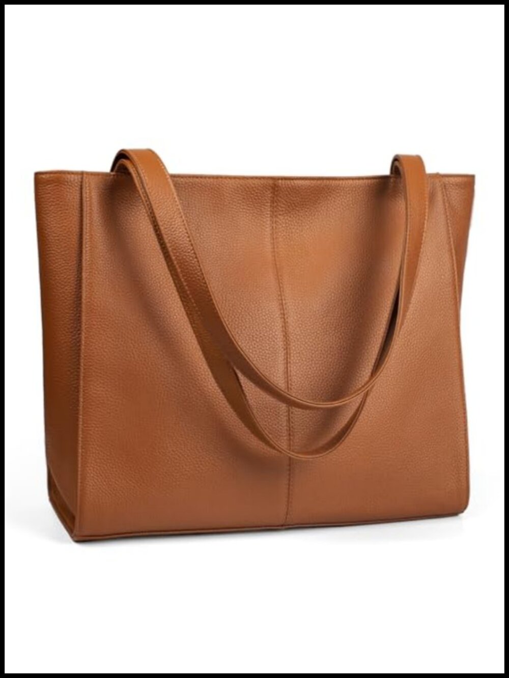 Genuine Leather Tote Bag for Women Full Grain Pebble Cow Leather 14" Laptop